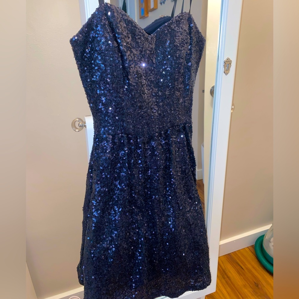 navy sequin-covered b. darlin dress (PERFECT for eras tour !)